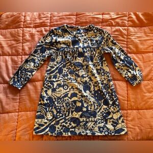 Mini Boden Blue and Cream Patterned Kids Farm and Country Dress